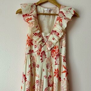 Rebecca Taylor Floral Dress in Red and Cream